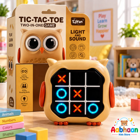 Tic Tac Toe | 4-in-1 Electronic Tic Tac Toe LED Learning Game for Kids | Handheld Educational Brain Game with LED Lights | Memory, Whack-a-Mole & Tic Tac Toe