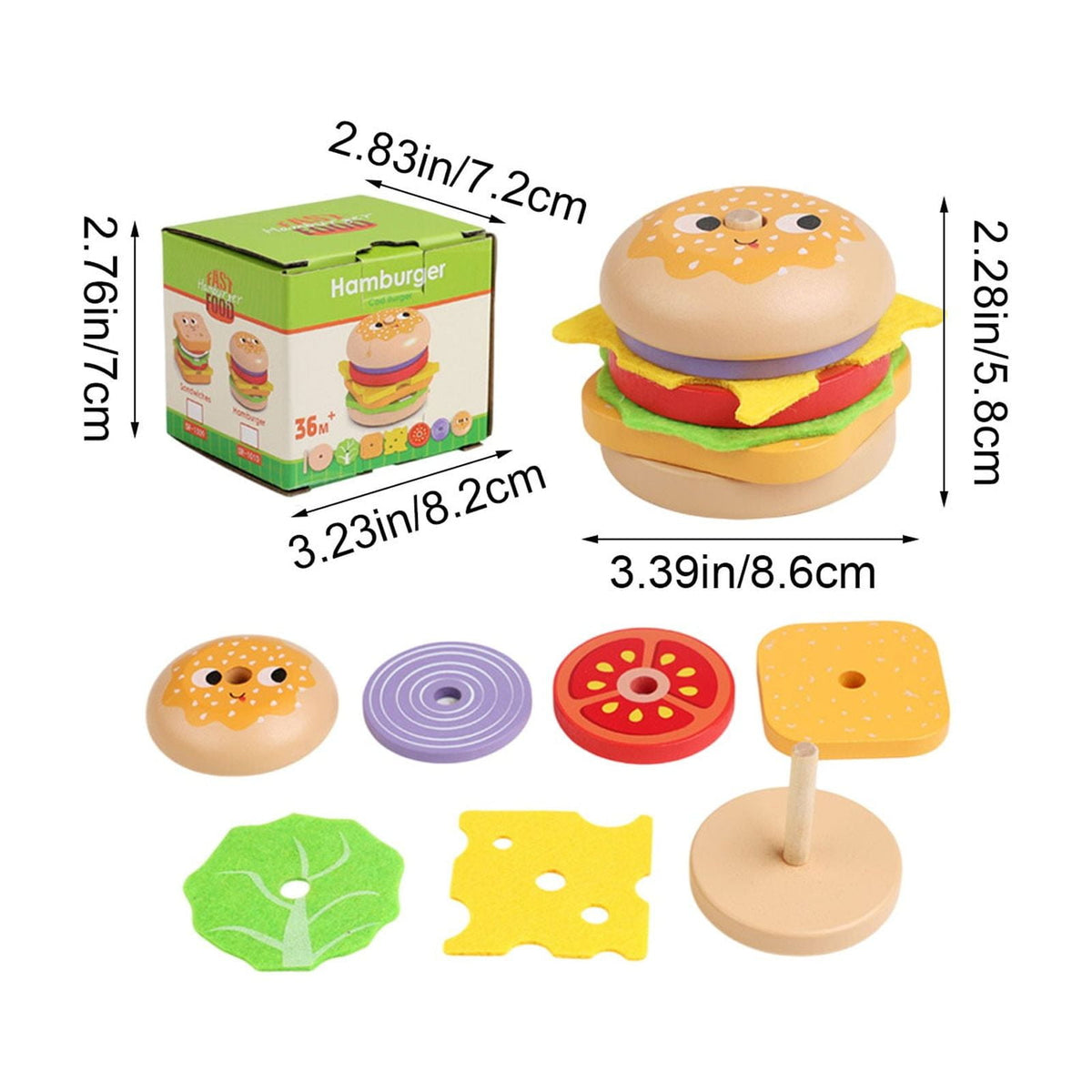 Wooden Hamburger Stacking Toy