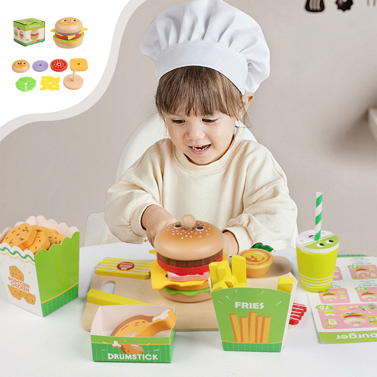 Wooden Hamburger Stacking Toy