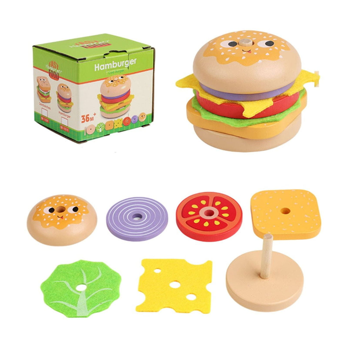 Wooden Hamburger Stacking Toy