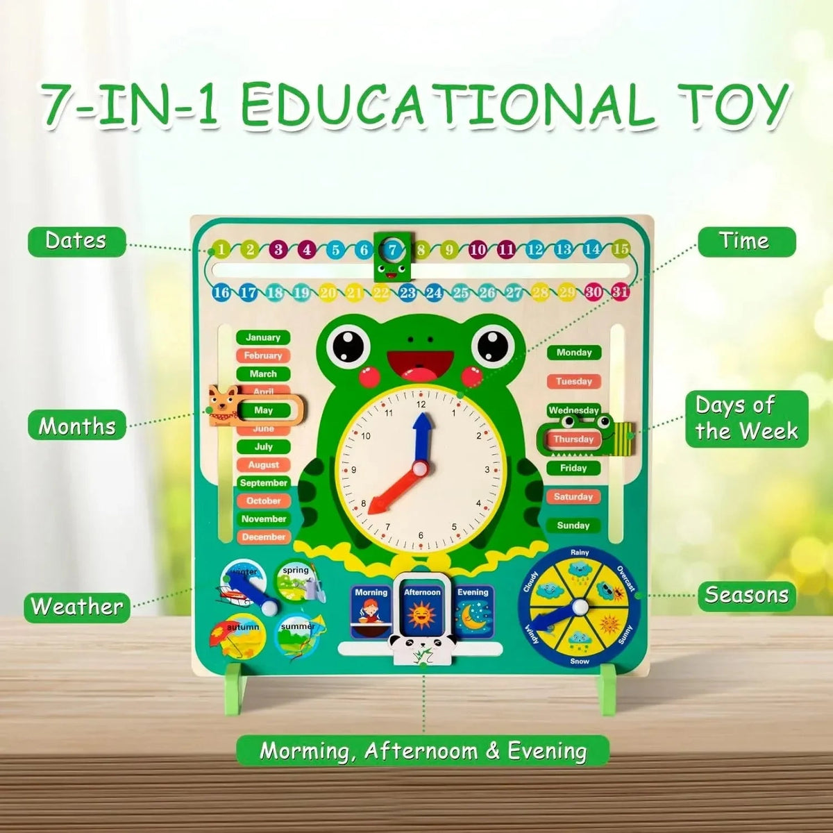 Frog Multifunctional  Calendar Clock