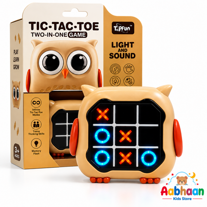Tic Tac Toe | 4-in-1 Electronic Tic Tac Toe LED Learning Game for Kids | Handheld Educational Brain Game with LED Lights | Memory, Whack-a-Mole & Tic Tac Toe