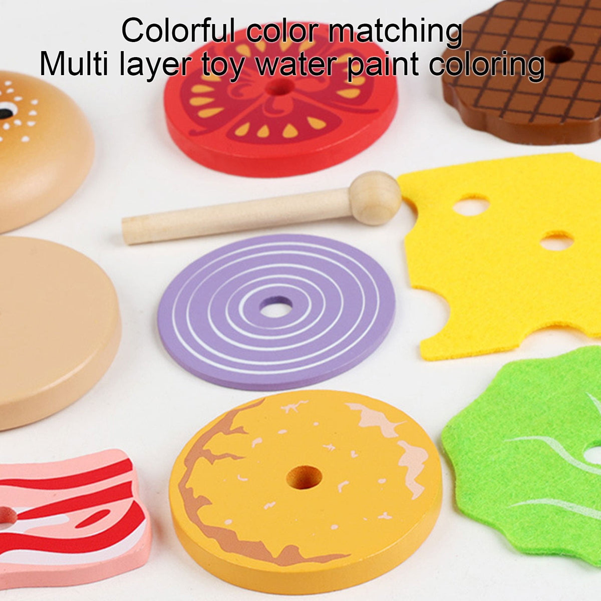 Wooden Hamburger Stacking Toy