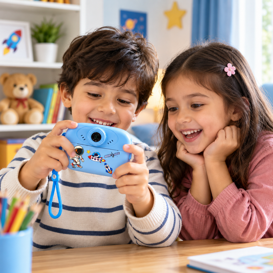 Kids Digital Camera 48MP HD Print Camera | Instant Thermal Printer for Kids | Dual Lens | Photo & Video | 2.4" Screen | 6 Color Pens | Printing Paper | USB Rechargeable (Blue)