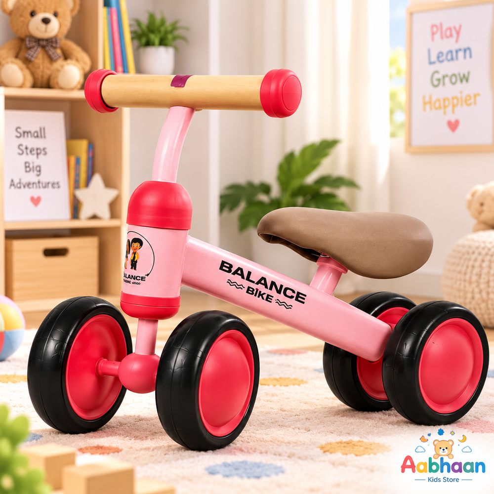 Kids Baby Balance Bike, Mini Ride-On Toy, Manual Push First Bicycle, Sturdy and Safe, for 12-36 Months Toddlers (Pink)