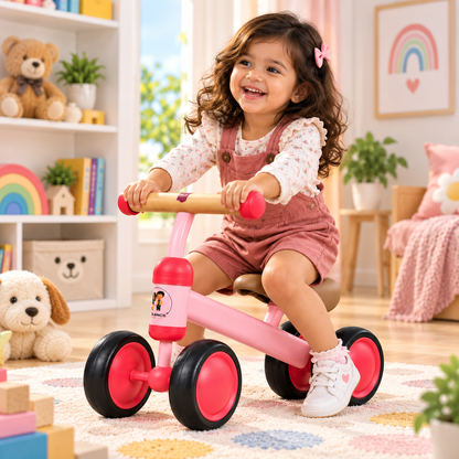 Kids Baby Balance Bike, Mini Ride-On Toy, Manual Push First Bicycle, Sturdy and Safe, for 12-36 Months Toddlers (Pink)