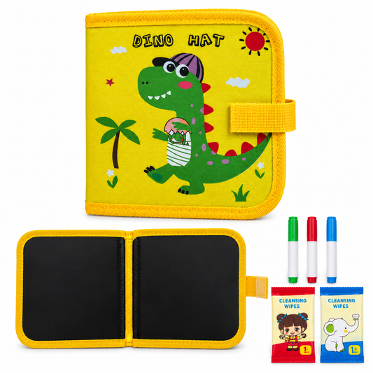 ArtYo Erasable Doodle Book for Magic Drawing Sketching Dinosaur Design Reusable Coloring & Learning Sketch Pad with Chalk Markers & Wet Wipes Travel Activity Toy for Return Gifts