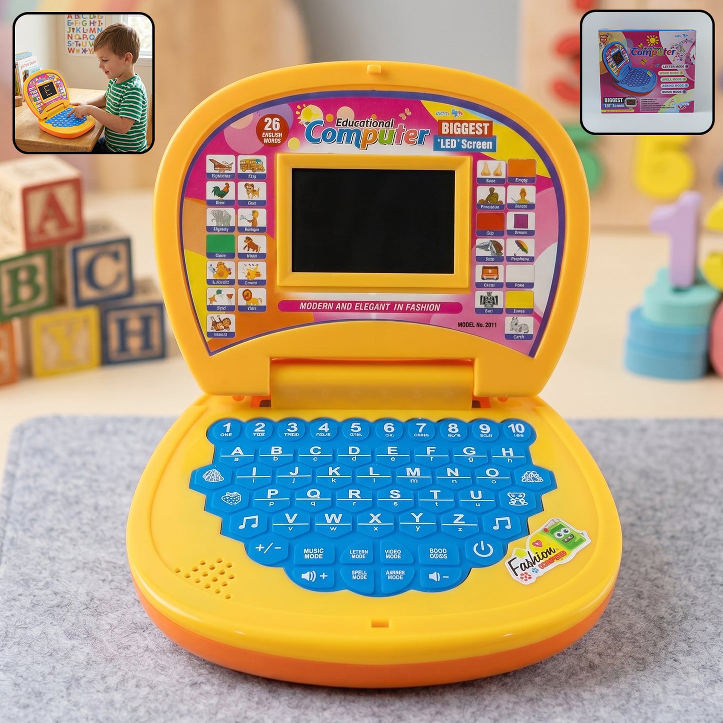 Kids Educational Laptop Learning Toy With Numbers Alphabets Music For Kids (1 Pc)