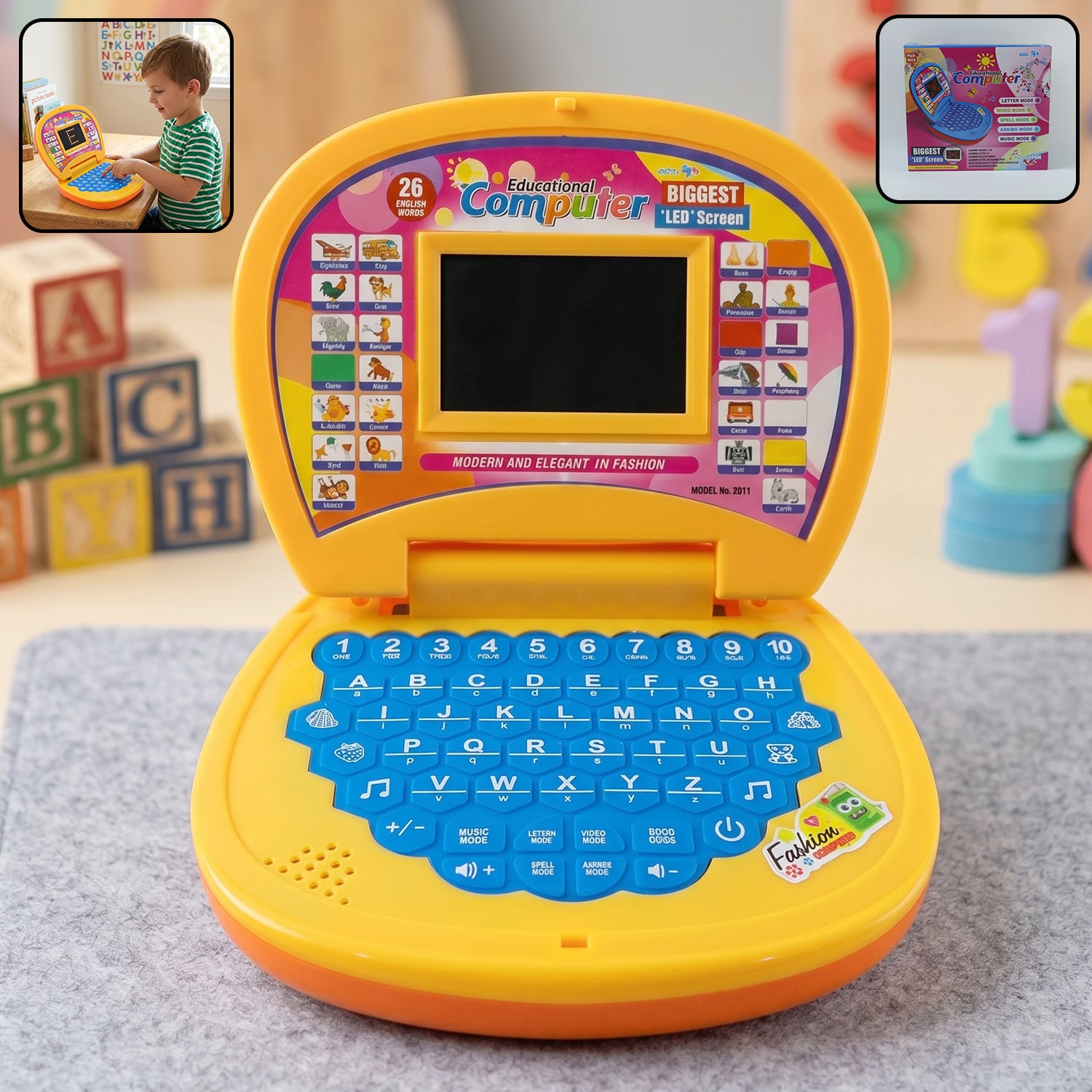 Kids Educational Laptop Learning Toy With Numbers Alphabets Music For Kids (1 Pc)